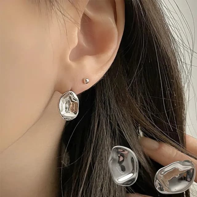 【MoonDy】情人節禮物 七夕 包包 k金耳環 日系耳環 大耳環 歐美耳環 個性耳環 不規則耳環 造型耳環 純銀耳