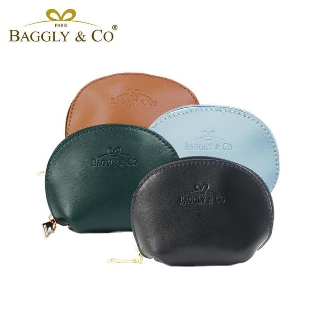 【BAGGLY&CO】母親節禮物 真皮質感貝殼零錢包(四色)