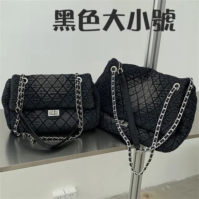 【MoonDy】情人節禮物 包包 包包女 小香風包包 鏈條包包 大包包 菱格包包 洗水牛仔布包包 流浪包包 肩背包
