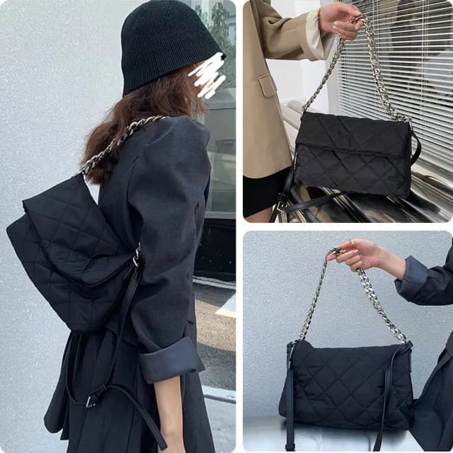【LEEHER】情人節禮物 女包/包包/鏈條包/尼龍包/斜背包/菱格包包/小香風包包/折叠包/黑色包包/腋下包/時尚