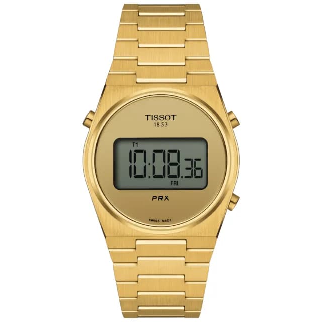 【TISSOT 天梭 官方授權】PRX DIGITAL 復古時尚數位石英腕錶 618 年中慶 禮物(T1372633302000)