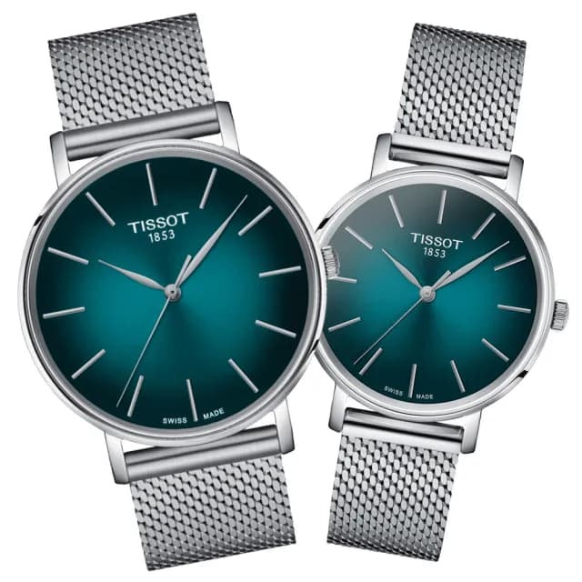 【TISSOT 天梭 官方授權】EVERYTIME 簡約對錶 父親節 禮物  送禮 推薦(T1434101109100+T1432101109100)
