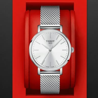 【TISSOT 天梭 官方授權】EVERYTIME 經典簡約米蘭帶腕錶 畢業禮物 送禮 推薦(T1432101101100)