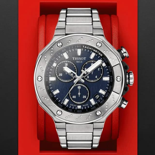 【TISSOT 天梭 官方授權】T-RACE 三眼競速計時石英腕錶 畢業禮物 送禮 推薦(T1414171104100)