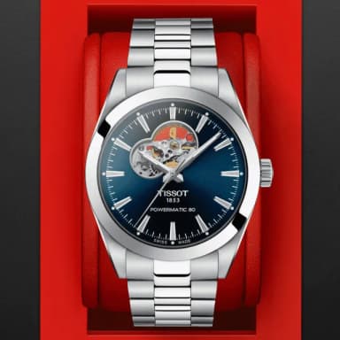 【TISSOT 天梭 官方授權】GENTLEMAN 經典開芯機械腕錶 畢業禮物 送禮 推薦(T1274071104101)