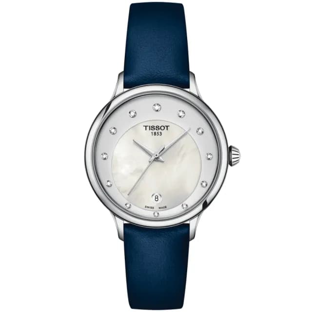 【TISSOT 天梭 官方授權】ODACI-T 珍珠母貝真鑽石英腕錶 七夕 情人節 送禮 推薦(T1332101611600)