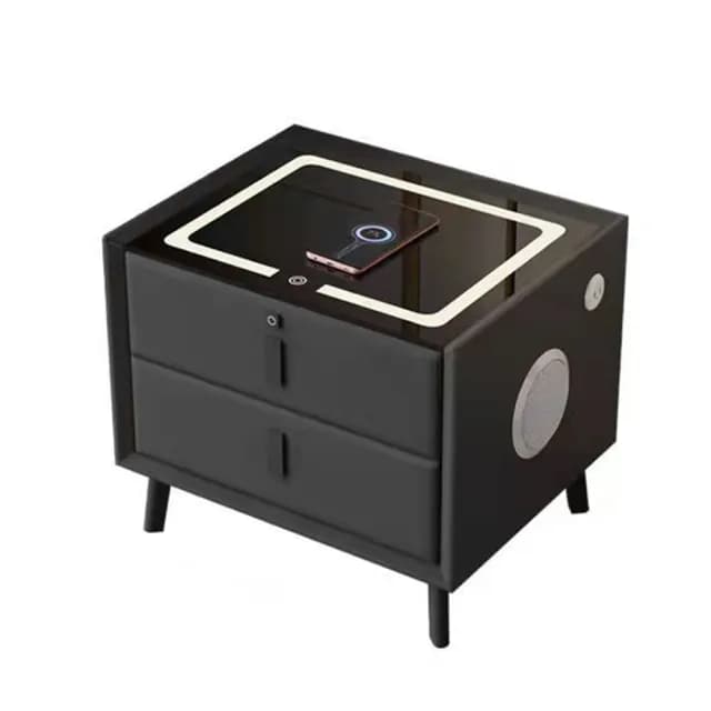 【NuoBIXING】實木床頭櫃智能現代簡約床邊櫃 無線充電+LED燈+USB+藍牙音響(床頭櫃/床邊櫃/儲物櫃)