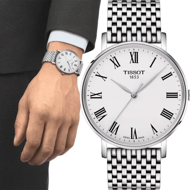 【TISSOT 天梭 官方授權】Everytime 羅馬經典情侶手錶 對錶 禮物(T1434101103300+T1432101103300)