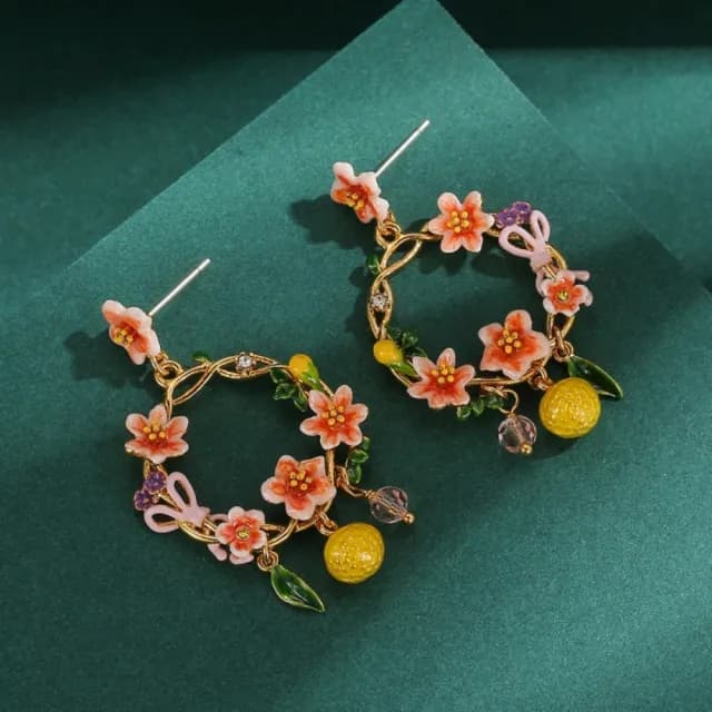 【巴黎精品】現貨+預購 耳環琺瑯耳飾(丁香花環檸檬流蘇女飾品a1gf6)