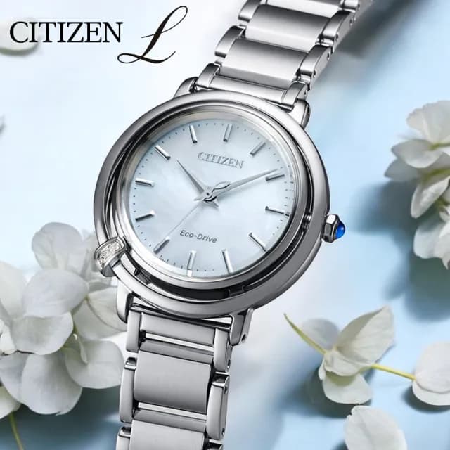 【CITIZEN 星辰】L系列 珍珠母貝 光動能錶 女錶 禮物 推薦(EM1090-60D)