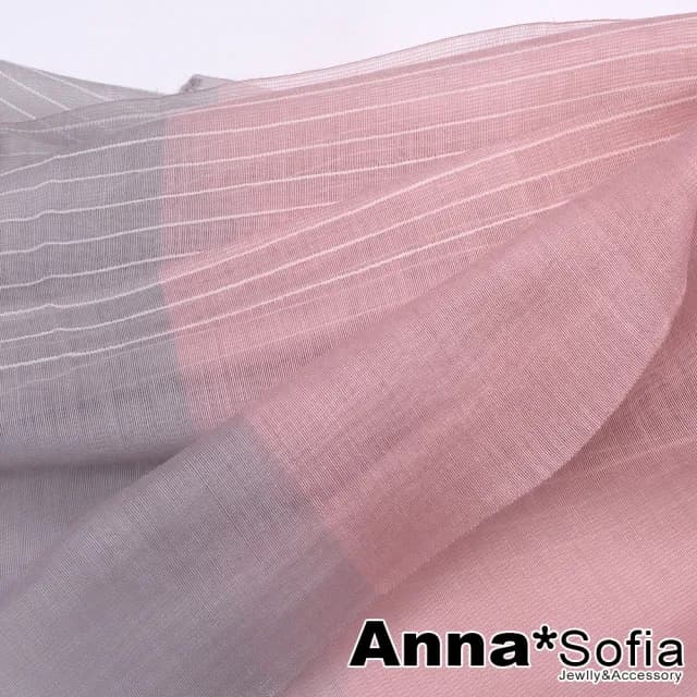【AnnaSofia】真絲羊毛混紡大尺寸披肩絲巾圍巾-粉彩直條紋拼色 現貨(粉系)