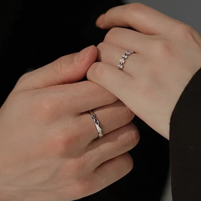 【MoonDy】母親節禮物 結婚戒指 情侶戒指 訂婚戒指 對戒 求婚戒指 純銀戒指 鑽石戒指 可調式戒指 男戒指 女