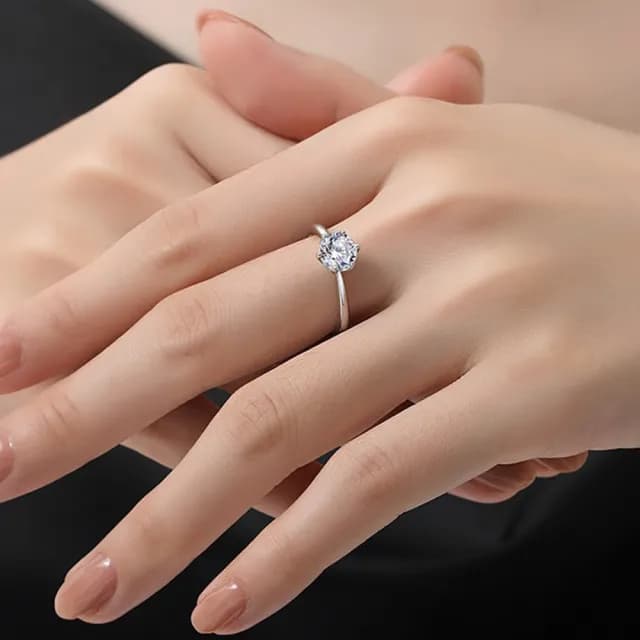 【MoonDy】包包 S925純銀戒指 情侶戒指 戒指女生 生日禮物女生 鑽石戒指 六爪戒指 經典 結婚求婚戒