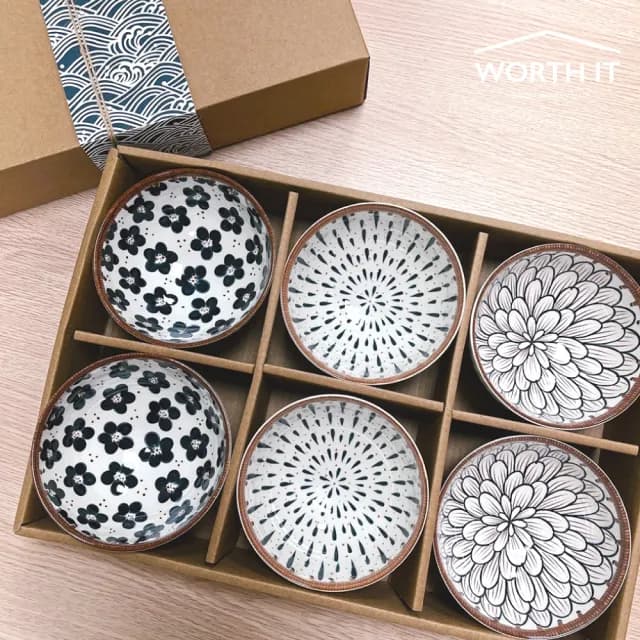 【渥思】和風手繪陶瓷6入碗禮盒(入厝禮.餐具.瓷器碗.飯碗)