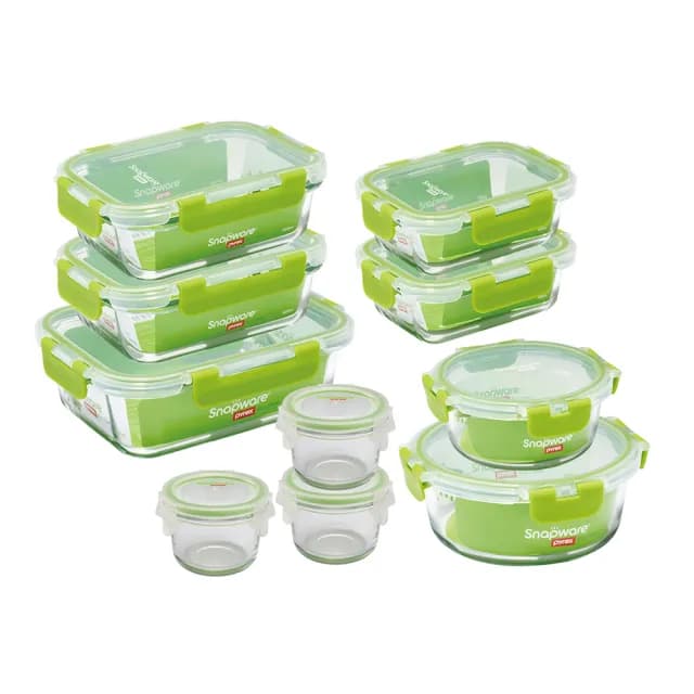 【CorelleBrands 康寧餐具】可拆扣玻璃保鮮盒10件組(150mlx3+380mlx2+圓660ml+長方660mlx2+990ml+1090ml)