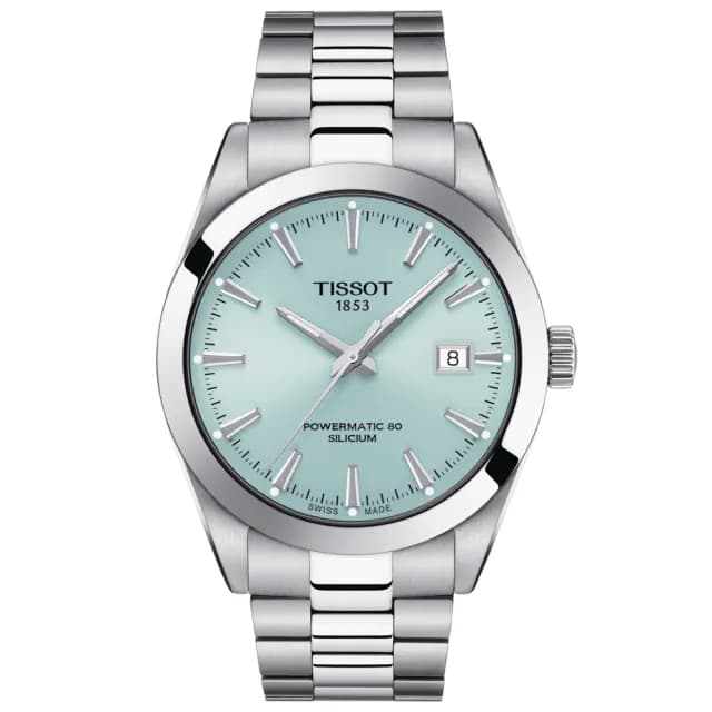 【TISSOT 天梭 官方授權】GENTLEMAN 冰藍色 簡約機械腕錶 畢業禮物 送禮 推薦(T1274071135100)