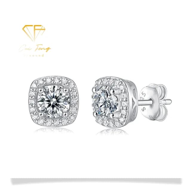 【CF鑽飾】耳環 莫桑鑽《公主方包》(雙11限定  耳釘 耳針 耳飾 雙11限定 求婚 聖誕 交換禮物 生日)