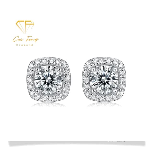 【CF鑽飾】耳環 莫桑鑽《公主方包》(雙11限定  耳釘 耳針 耳飾 雙11限定 求婚 聖誕 交換禮物 生日)