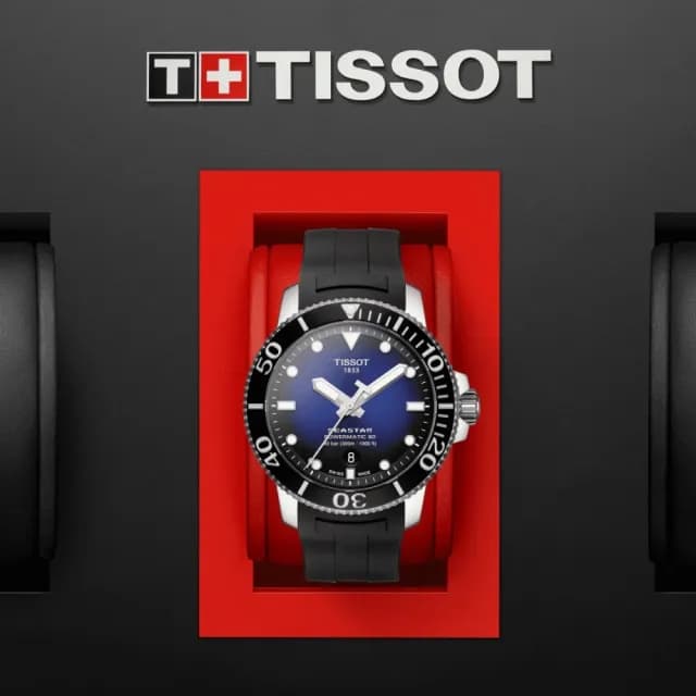 【TISSOT 天梭 官方授權】SEASTAR 海洋之星 300米潛水機械腕錶 父親節 禮物  送禮 推薦(T1204071704100)