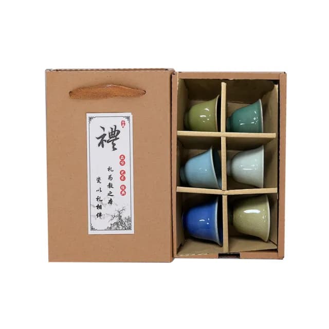 【沐森活】鈞窯款品茗茶杯六件組(茶杯/茶具/品茗杯/喬遷禮/父親節禮)