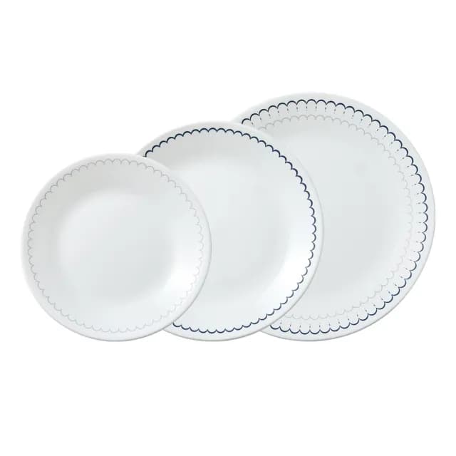 【CorelleBrands 康寧餐具】典雅蕾絲3件式餐盤組(6吋、8吋、10吋平盤)