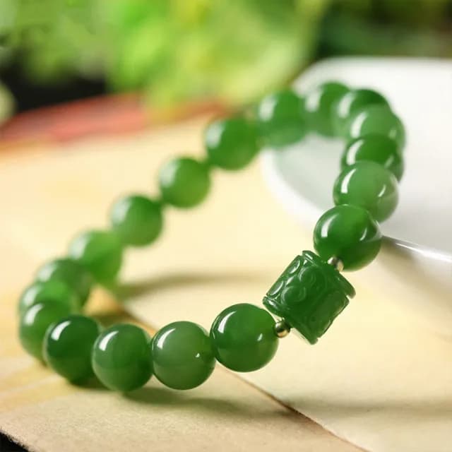【MoonDy】父親節禮物 佛珠 碧玉手串 和田玉手串 男手鍊 保平安 玉石手環 翡翠蘋果綠 情侶手鍊 送女生禮物