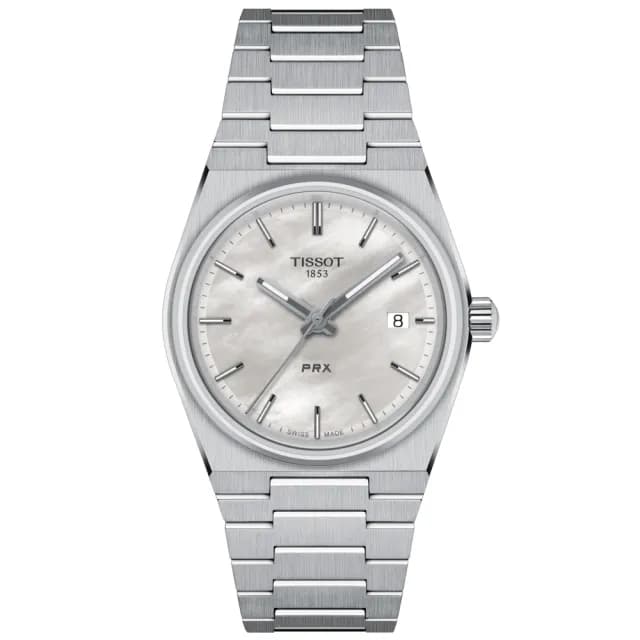 【TISSOT 天梭】PRX系列 1970年代復刻 珍珠貝 時尚女錶 七夕 情人節 禮物 送禮 推薦(T1372101111100)
