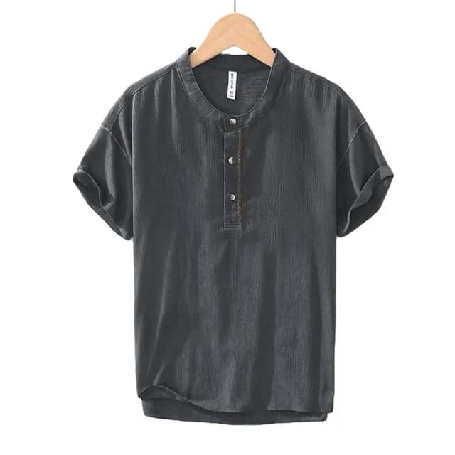 【巴黎精品】父親節禮物 T恤短袖上衣(時尚復古棉麻短T男裝3色a1es58)