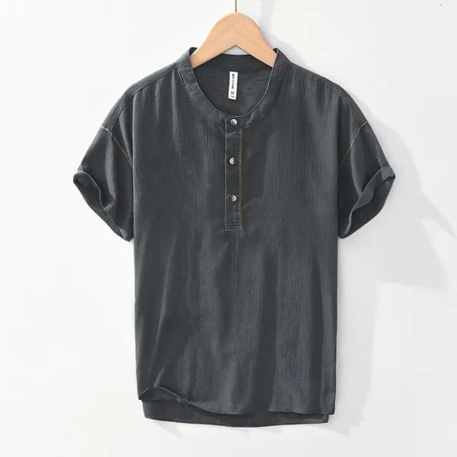 【巴黎精品】父親節禮物 T恤短袖上衣(時尚復古棉麻短T男裝3色a1es58)
