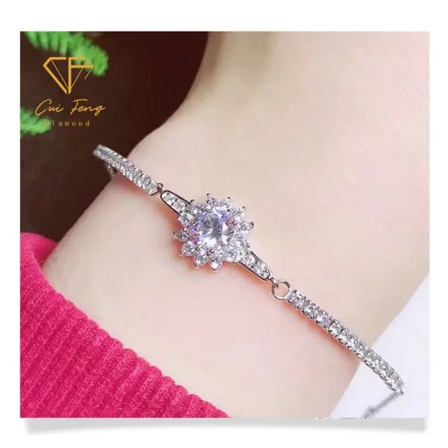 【CF鑽飾】手鍊 莫桑鑽《雪夜》(1克拉 七夕 鑽石 手鏈 情人節 禮物送禮 求婚 生日)