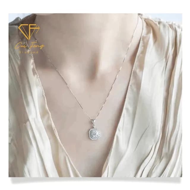 【CF鑽飾】項鍊 莫桑鑽《豪鑲方包》(1克拉 雙11限定 鑽石 項鏈 聖誕 交換禮物 生日)