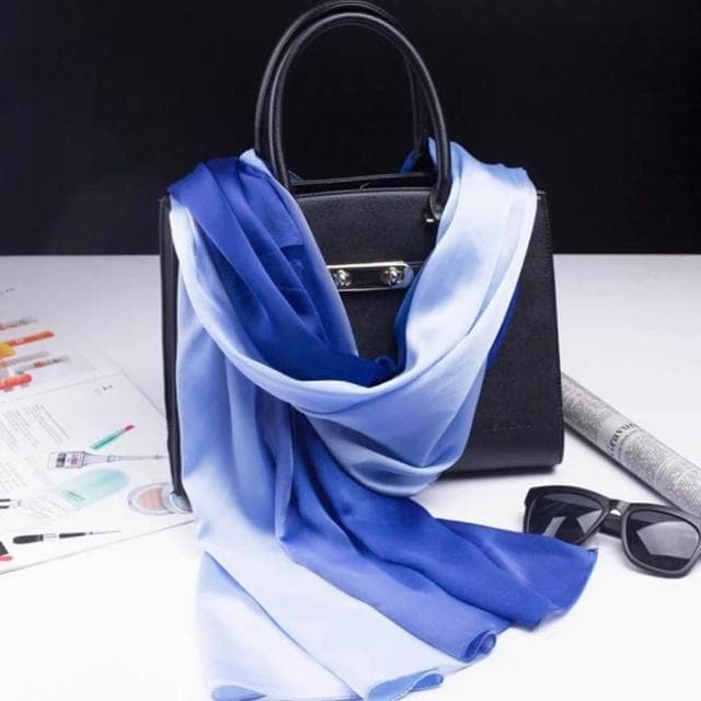 【巴黎精品】現貨+預購 真絲絲巾羊毛圍巾(桑蠶絲緞面漸層變色女配件9色a1gt1)