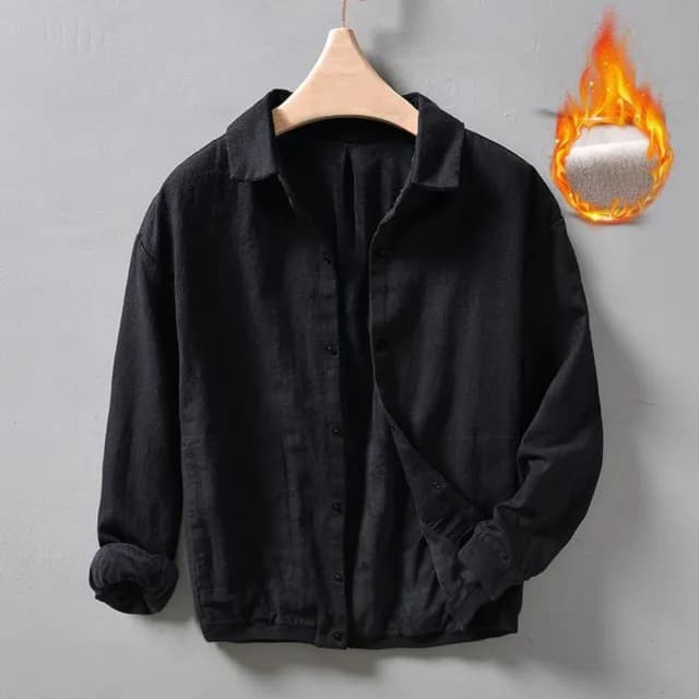 【巴黎精品】父親節禮物 襯衫長袖上衣(復古棉麻加絨寬鬆男裝5色a1et41)