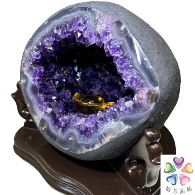 【恬芯晶品】TD15頂級烏拉圭紫晶洞3.98KG錢袋子(圓洞聚財招財貴人開運風水帝王紫水晶新居禮物補財庫)