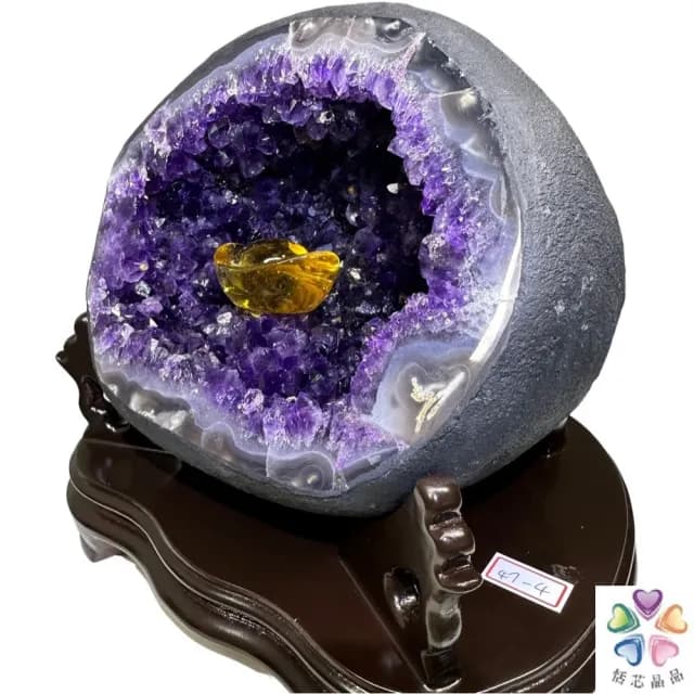 【恬芯晶品】TD16頂級烏拉圭紫晶洞4.3KG錢袋子(圓洞聚財招財貴人開運風水帝王紫水晶新居禮物補財庫)