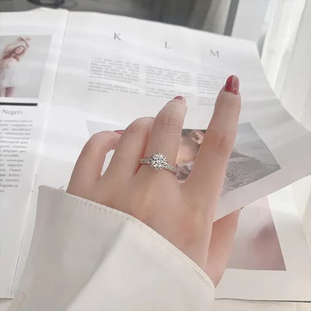 【KT DADA】包包 新娘飾品 求婚戒指 女生飾品 小禮物 指環 純銀戒指 鑽石戒指 單鑽鑽戒 女生戒指 一