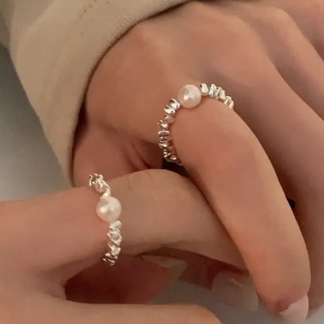 【LEEHER】女生/戒指/女孩生日禮物/戒指/銀戒指/純銀戒/珍珠戒/女生戒指/韓國戒指/日系戒指/可