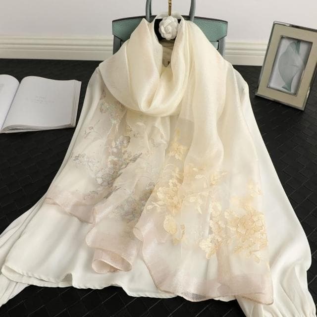 【巴黎精品】現貨+預購 真絲絲巾羊毛圍巾(海棠花刺繡桑蠶絲捲邊女配件8色a1gt16)
