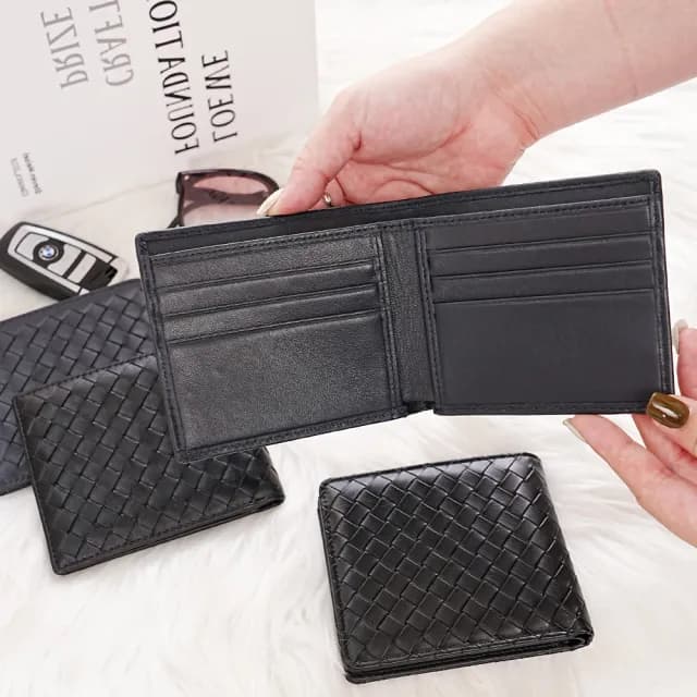 【LEEHER】雙11 羊皮短夾/短夾/皮包男性/編織錢包/男生錢包/短夾/禮物/男生短夾/羊皮 