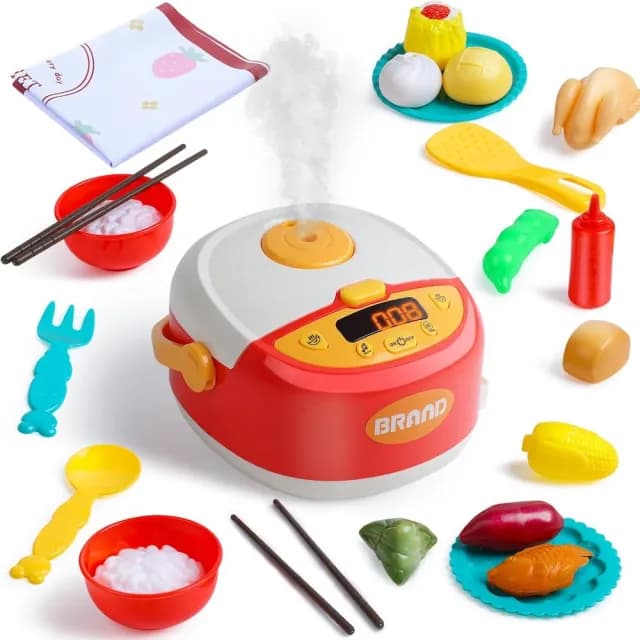 【CuteStone】兒童仿真噴霧煮飯鍋與切切樂26件套裝玩具組合(廚房玩具組 生日玩具 女孩玩具 兒童益智玩具)