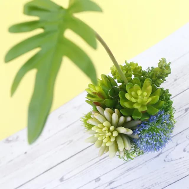 【HUGO DECO 榆果傢飾】春雨葉多肉香氛植栽(擬真植物/人造盆栽/綠化/佈置/禮物)