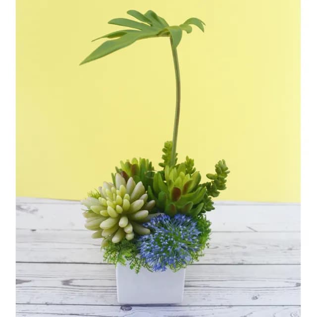 【HUGO DECO 榆果傢飾】春雨葉多肉香氛植栽(擬真植物/人造盆栽/綠化/佈置/禮物)