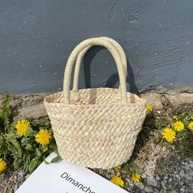 【巴黎精品】情人節禮物 草編包手提包渡假風單肩側背包大容量流蘇編織包(可愛手拎小籃子女包包2款a1hb5)