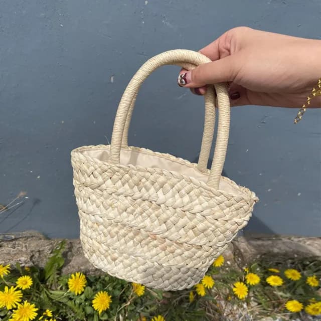【巴黎精品】情人節禮物 草編包手提包渡假風單肩側背包大容量流蘇編織包(可愛手拎小籃子女包包2款a1hb5)