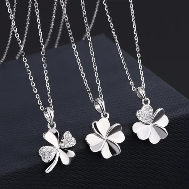 【MoonDy】足銀項鍊 S999純銀 四葉草項鍊 女項鍊 項鍊 純銀項鍊 幸運項鍊 鎖骨鏈 銀項鍊