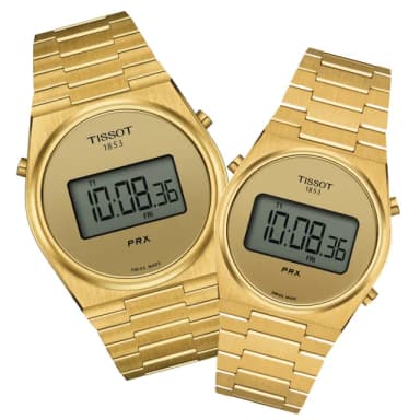 【TISSOT 天梭 官方授權】PRX 復古數位對錶 母親節 禮物 推薦(T1374633302000 / T1372633302000)