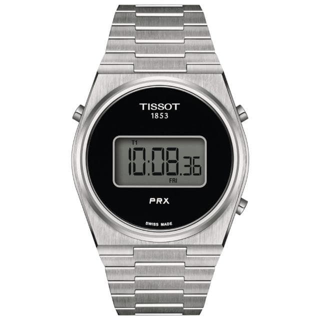 【TISSOT 天梭 官方授權】PRX 復古數位對錶 母親節 禮物 推薦(T1374631105000 / T1372631105000)