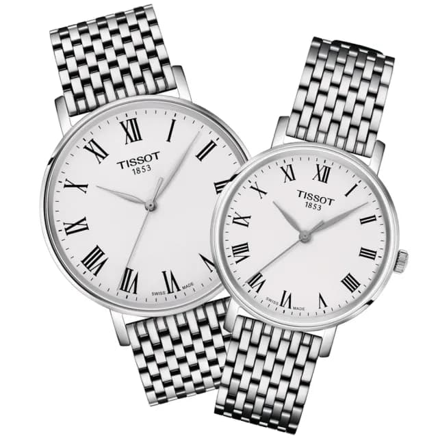 【TISSOT 天梭 官方授權】EVERYTIME 經典對錶 父親節 禮物 送禮 推薦(T1434101103300/T1432101103300)