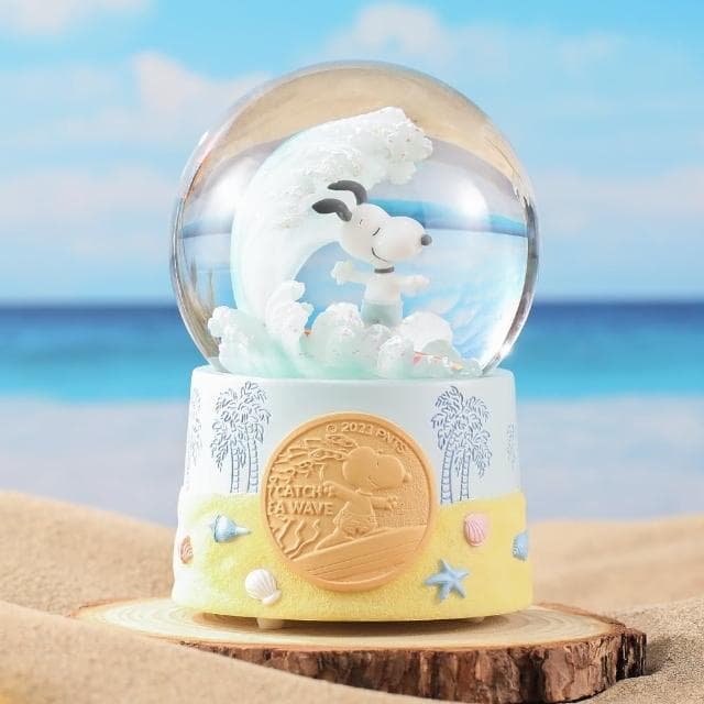 【JARLL 讚爾藝術】Snoopy史努比 衝浪水晶球音樂盒(生日禮物  情人禮物)