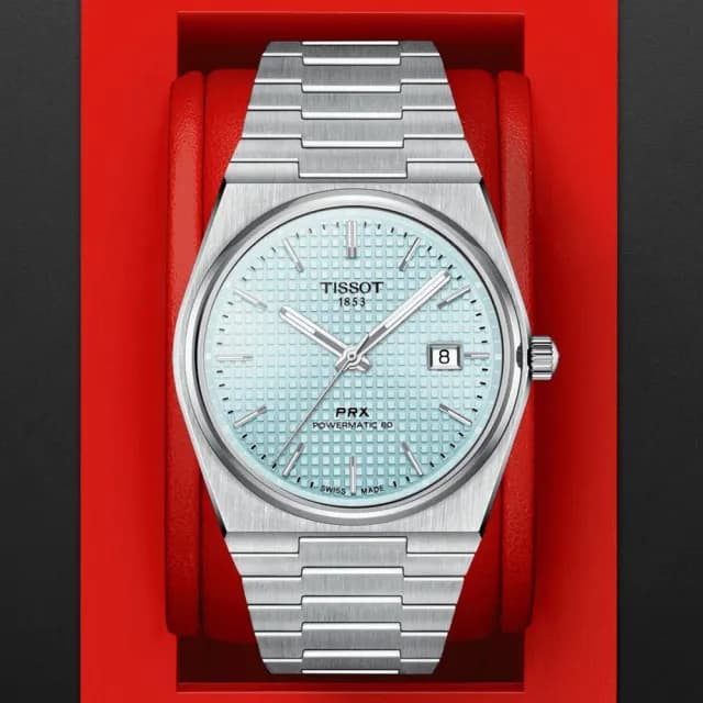 【TISSOT 天梭】PRX系列 復刻 冰川藍 機械腕錶 七夕 情人節 禮物 送禮 推薦(T1374071135100)